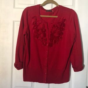 Flower Red Cardigan